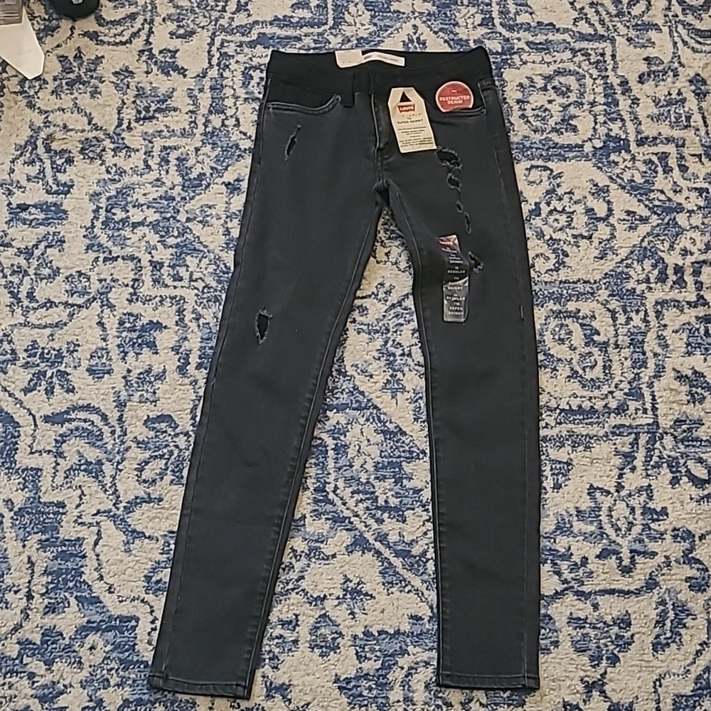 Levi's 710 super skinny black distressed jeans new with tags sz 10 K10